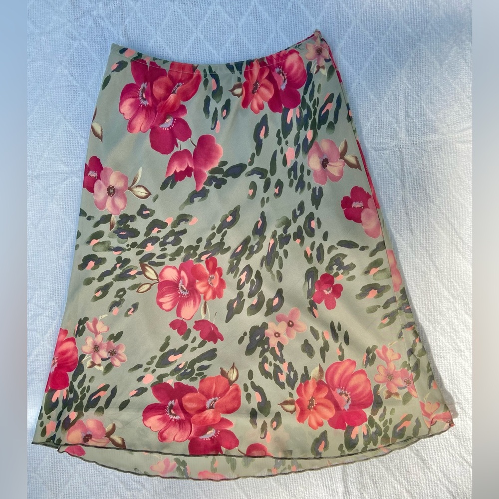 Vintage Clio skirt floral and cheetah pattern.